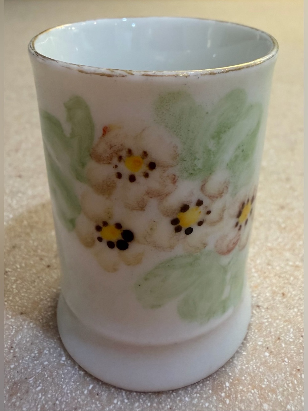 Antique Porcelain Toothpick Holder Floral Flowers Green Pink Jaeger Co. Germany
